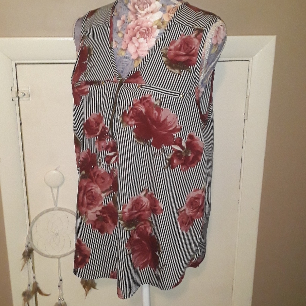 Beautiful Floral Stripped Top